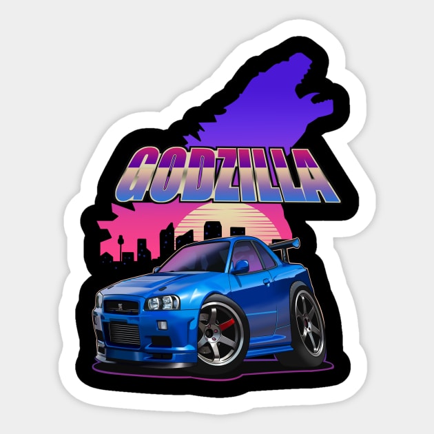 Nissan Skyline R34 Godzilla Design Sticker by Aiqkids Design